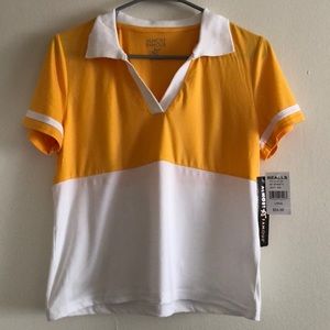 Yellow and white short sleeve shirt